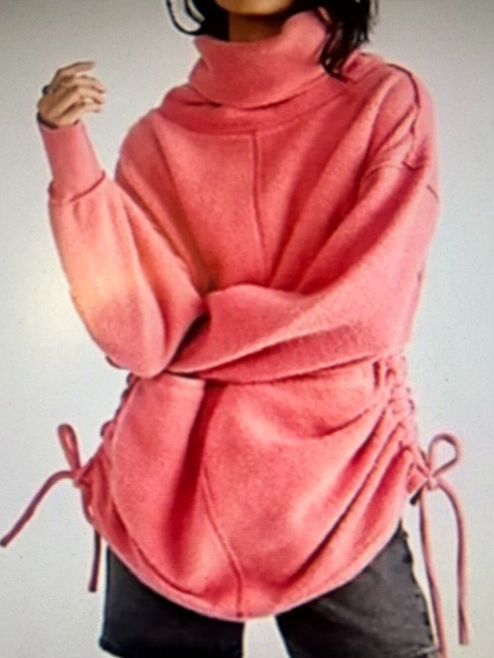 We The Free Fireside Funnel Textured Cozy Fleece Adjustable Oversized Tunic NEW